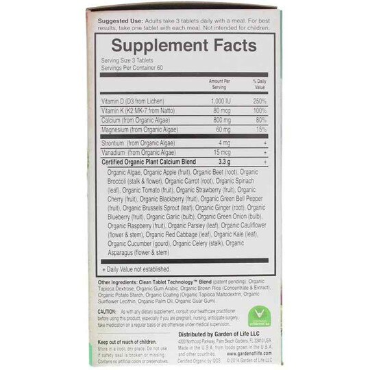 Organic Plant Calcium with Vegan D3, GOLM